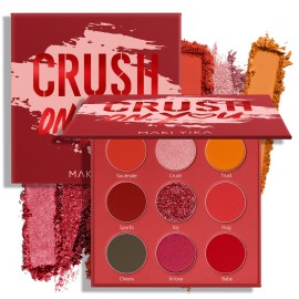 Red Eyeshadow Palette Matte Eye Shadow for Women Long Lasting High Pigmented 9 Shade Glitter Shimmer Matte Red Eye Shadows -9Red