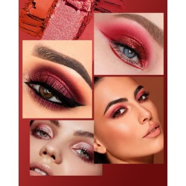 Red Eyeshadow Palette Matte Eye Shadow for Women Long Lasting High Pigmented 9 Shade Glitter Shimmer Matte Red Eye Shadows -9Red