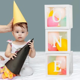 First Birthday Balloons Boxes for Boy or Girl \'ONE\' Letters Individual Three White Transparent Square Boxes 1st Birthday Party Decorations Backdrop Photo Shoot Prop First Birthday Balloons Boxes for Boy or Girl \'ONE\' Letters Individual Three White Transparent Square Boxes 1st Birthday Party Decorations Backdrop Photo Shoot Prop