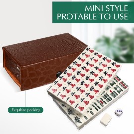 BESTOYARD Portable Mini Mahjong Game Mahjong Set with 146 Tiny Tiles, Brown Carrying Case for Travel-Friendly Family Gatherings and Leisure Activities BESTOYARD Portable Mini Mahjong Game Mahjong Set with 146 Tiny Tiles, Brown Carrying Case for Travel-Friendly Family Gatherings and Leisure Activities