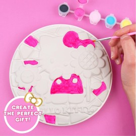 Sanrio Hello Kitty Paint Your Own Stepping Stone, Includes 7 6 Paints & 1 Paintbrush, Cute Gifts for Kids Teens Girls Adults