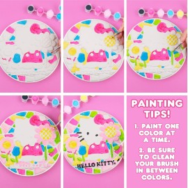 Sanrio Hello Kitty Paint Your Own Stepping Stone, Includes 7 6 Paints & 1 Paintbrush, Cute Gifts for Kids Teens Girls Adults
