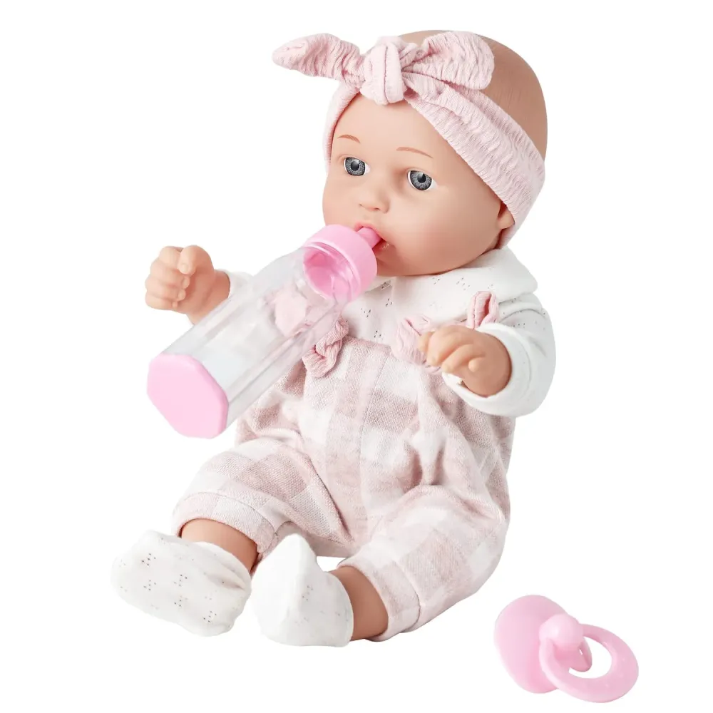 Enjoyin 12\'\' Baby Doll in Gift Box with Pink Cloths, Pacifier, 13\'\'x13\'\' Microfabric Blanket, and Feeding Bottle. Gift Idea for Ages 3+ Enjoyin 12\'\' Baby Doll in Gift Box with Pink Cloths, Pacifier, 13\'\'x13\'\' Microfabric Blanket, and Feeding Bottle. Gift Idea for Ages 3+