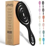 Ninabella Detangling Hair Brush for Women & Men - Does not Pull - Straightening Brushes for Straight, Curly & Wet Hair - Unique Spiral Hairbrush - Black