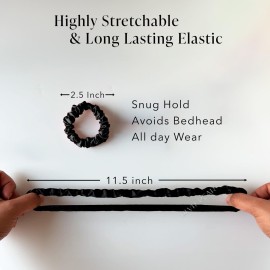 Silvr Bear Luxury Satin Skinny Scrunchies, 6 Count - Black Skinny, Hair Ties for Women, Girls and Men, Softer than Silk Scrunchies, Hair Accessories for All Hair Types