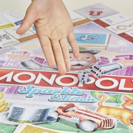 Hasbro Gaming Monopoly Sparkle Edition Board Game, Family Games, with Glittery Tokens, Pearlescent Dice, Sparkly Look, (Amazon Exclusive) Hasbro Gaming Monopoly Sparkle Edition Board Game, Family Games, with Glittery Tokens, Pearlescent Dice, Sparkly Look, (Amazon Exclusive)