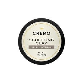 Cremo Mens Hair Clay, Premium Barber Grade Sculpting Clay for Hair Styling, High Hold, Matte Finish, 4 Oz