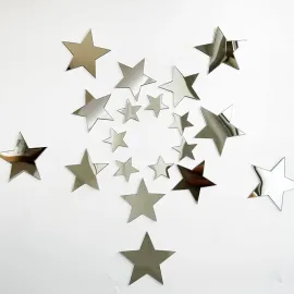 40Pcs Silver Stars Acrylic Mirror Wall Stickers with Adhesive Art Decal Satin Paper Baby Kids Bedroom Home DIY Decor Removable Stickers (Silver Stars) 40Pcs Silver Stars Acrylic Mirror Wall Stickers with Adhesive Art Decal Satin Paper Baby Kids Bedroom Home DIY Decor Removable Stickers (Silver Stars)