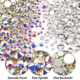 Two Packs of Flatback Rhinestones 4520 Pcs Crystal, Colorful Rhinestones for Nails, Multicolored+ AB+Transparent White Gems with Picker Tools for Bedazzling Nail Crafting Face Makeup Two Packs of Flatback Rhinestones 4520 Pcs Crystal, Colorful Rhinestones for Nails, Multicolored+ AB+Transparent White Gems with Picker Tools for Bedazzling Nail Crafting Face Makeup