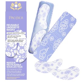 Pacifica Reusable Mask - Under Eye Mask Silicone Face Mask for Fine Lines & Dark Circles, Pair with Serum, Storage Tin Included, Vegan & Cruelty-Free, 2 Pieces Pacifica Reusable Mask - Under Eye Mask Silicone Face Mask for Fine Lines & Dark Circles, Pair with Serum, Storage Tin Included, Vegan & Cruelty-Free, 2 Pieces