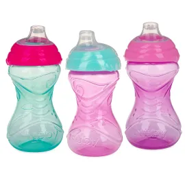 Nuby Clik-It Soft Spout No-Spill Easy Grip Sippy Cup for Girls - (3-Pack) 10 Oz - 6+ Months Nuby Clik-It Soft Spout No-Spill Easy Grip Sippy Cup for Girls - (3-Pack) 10 Oz - 6+ Months