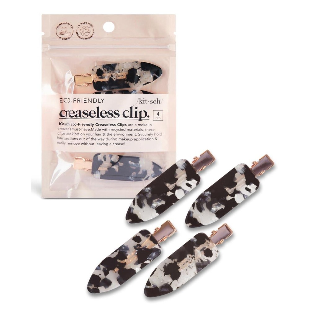 Kitsch Creaseless Hair Clips for Women - No Bend, No Crease Hair Clips For Styling, Makeup Application and Face Wash - Recycled Acrylic - 4pcs Black Terrazzo Kitsch Creaseless Hair Clips for Women - No Bend, No Crease Hair Clips For Styling, Makeup Application and Face Wash - Recycled Acrylic - 4pcs Black Terrazzo