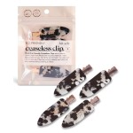 Kitsch Creaseless Hair Clips for Women - No Bend, No Crease Hair Clips For Styling, Makeup Application and Face Wash - Recycled Acrylic - 4pcs Black Terrazzo