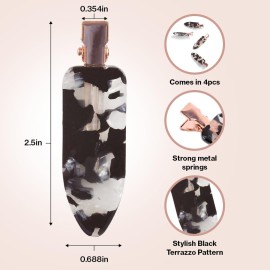 Kitsch Creaseless Hair Clips for Women - No Bend, No Crease Hair Clips For Styling, Makeup Application and Face Wash - Recycled Acrylic - 4pcs Black Terrazzo Kitsch Creaseless Hair Clips for Women - No Bend, No Crease Hair Clips For Styling, Makeup Application and Face Wash - Recycled Acrylic - 4pcs Black Terrazzo