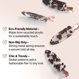 Kitsch Creaseless Hair Clips for Women - No Bend, No Crease Hair Clips For Styling, Makeup Application and Face Wash - Recycled Acrylic - 4pcs Black Terrazzo Kitsch Creaseless Hair Clips for Women - No Bend, No Crease Hair Clips For Styling, Makeup Application and Face Wash - Recycled Acrylic - 4pcs Black Terrazzo