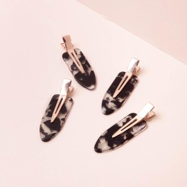 Kitsch Creaseless Hair Clips for Women - No Bend, No Crease Hair Clips For Styling, Makeup Application and Face Wash - Recycled Acrylic - 4pcs Black Terrazzo Kitsch Creaseless Hair Clips for Women - No Bend, No Crease Hair Clips For Styling, Makeup Application and Face Wash - Recycled Acrylic - 4pcs Black Terrazzo