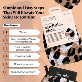 Kitsch Exfoliating Glove - Korean Exfoliating Mitt & Deep Exfoliating Body Scrubber for Shower, Bath | Body Exfoliator, Dead Skin Remover | Skin Care for Smooth, Renewed Skin - 1pc, Leopard Kitsch Exfoliating Glove - Korean Exfoliating Mitt & Deep Exfoliating Body Scrubber for Shower, Bath | Body Exfoliator, Dead Skin Remover | Skin Care for Smooth, Renewed Skin - 1pc, Leopard