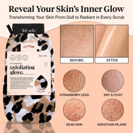 Kitsch Exfoliating Glove - Korean Exfoliating Mitt & Deep Exfoliating Body Scrubber for Shower, Bath | Body Exfoliator, Dead Skin Remover | Skin Care for Smooth, Renewed Skin - 1pc, Leopard Kitsch Exfoliating Glove - Korean Exfoliating Mitt & Deep Exfoliating Body Scrubber for Shower, Bath | Body Exfoliator, Dead Skin Remover | Skin Care for Smooth, Renewed Skin - 1pc, Leopard