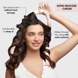 Kitsch Satin Heatless Hair Curler Set - Heatless Curls Overnight, Hair Rollers for Soft Curls & Frizz-Free Styling, No Heat Curlers To Sleep in, Curling Rod Headband with 2 Scrunchies - SunsetTieDye