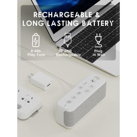 OnLyee Sound Machine for Adults, USB Rechargeable White Noise Machine for Office Privacy & Noise Canceling, 42 Soothing Sound with Lullabies & Fan Sounds, Auto-Off Timer & 8-Level Volume Control