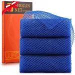3 Pieces African Bath Sponge African Net Long Net Bath Sponge Exfoliating Shower Body Scrubber Back Scrubber Skin Smoother,Great for Daily Use (Blue)