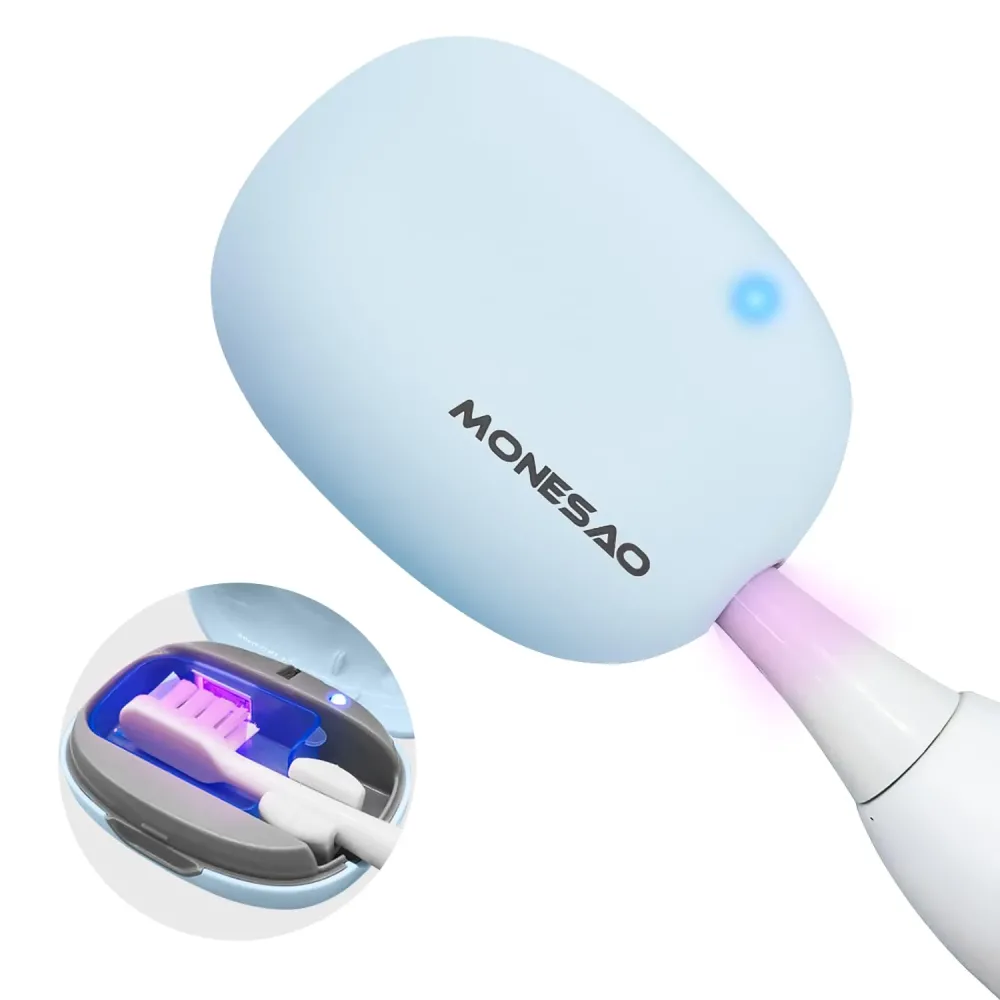 MONESAO Toothbrush Sanitizer Case, Toothbrush Covers with Holder, Rechargeable Travel Home Toothbrush And Holder, Cleaner Case for All Electric And Manual Toothbrushes (Blue) MONESAO Toothbrush Sanitizer Case, Toothbrush Covers with Holder, Rechargeable Travel Home Toothbrush And Holder, Cleaner Case for All Electric And Manual Toothbrushes (Blue)