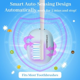 MONESAO Toothbrush Sanitizer Case, Toothbrush Covers with Holder, Rechargeable Travel Home Toothbrush And Holder, Cleaner Case for All Electric And Manual Toothbrushes (Blue) MONESAO Toothbrush Sanitizer Case, Toothbrush Covers with Holder, Rechargeable Travel Home Toothbrush And Holder, Cleaner Case for All Electric And Manual Toothbrushes (Blue)