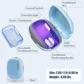 MONESAO Toothbrush Sanitizer Case, Toothbrush Covers with Holder, Rechargeable Travel Home Toothbrush And Holder, Cleaner Case for All Electric And Manual Toothbrushes (Blue) MONESAO Toothbrush Sanitizer Case, Toothbrush Covers with Holder, Rechargeable Travel Home Toothbrush And Holder, Cleaner Case for All Electric And Manual Toothbrushes (Blue)