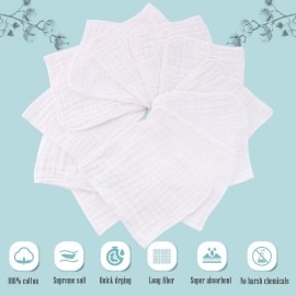 Cute Castle 12 Pack Muslin Burp Cloths for Baby - Ultra-Soft 100% Cotton Baby Washcloths - Large 20\'\' by 10\'\' Super Absorbent Milk Spit Up Rags - Burpy Cloths for Unisex, Boy, Girl - White Cute Castle 12 Pack Muslin Burp Cloths for Baby - Ultra-Soft 100% Cotton Baby Washcloths - Large 20\'\' by 10\'\' Super Absorbent Milk Spit Up Rags - Burpy Cloths for Unisex, Boy, Girl - White