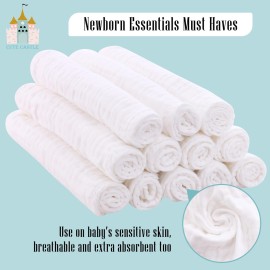 Cute Castle 12 Pack Muslin Burp Cloths for Baby - Ultra-Soft 100% Cotton Baby Washcloths - Large 20\'\' by 10\'\' Super Absorbent Milk Spit Up Rags - Burpy Cloths for Unisex, Boy, Girl - White Cute Castle 12 Pack Muslin Burp Cloths for Baby - Ultra-Soft 100% Cotton Baby Washcloths - Large 20\'\' by 10\'\' Super Absorbent Milk Spit Up Rags - Burpy Cloths for Unisex, Boy, Girl - White