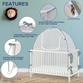 Baby Crib Tent Safety Net, Durable Strong Self-Locking Zippers, Protects from Climbing Out and, Insects, Mosquitoes, Installs with Rods (Crib 52.25 - 28.25) Baby Crib Tent Safety Net, Durable Strong Self-Locking Zippers, Protects from Climbing Out and, Insects, Mosquitoes, Installs with Rods (Crib 52.25 - 28.25)