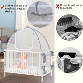 Baby Crib Tent Safety Net, Durable Strong Self-Locking Zippers, Protects from Climbing Out and, Insects, Mosquitoes, Installs with Rods (Crib 52.25 - 28.25) Baby Crib Tent Safety Net, Durable Strong Self-Locking Zippers, Protects from Climbing Out and, Insects, Mosquitoes, Installs with Rods (Crib 52.25 - 28.25)