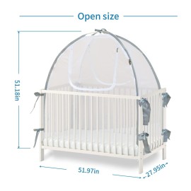 Baby Crib Tent Safety Net, Durable Strong Self-Locking Zippers, Protects from Climbing Out and, Insects, Mosquitoes, Installs with Rods (Crib 52.25 - 28.25) Baby Crib Tent Safety Net, Durable Strong Self-Locking Zippers, Protects from Climbing Out and, Insects, Mosquitoes, Installs with Rods (Crib 52.25 - 28.25)