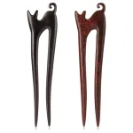 2PCS Wooden Hair Sticks French Twist Hair Pin, Handmade Ebony Sandalwood Hair Forks Hair Sticks for Buns, Vintage Chinese Hair Pins Hair Chopsticks for Long Thick Hair Women Chignon Bun Updo Hairstyle