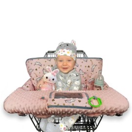 RHYDEER Shopping cart Cover for Babies-high Chair Cover, Dotted Minky Touching, Multi in 1 Design, 360 Full Protection, roll in and go, Universal fit, Pink Unicorns RHYDEER Shopping cart Cover for Babies-high Chair Cover, Dotted Minky Touching, Multi in 1 Design, 360 Full Protection, roll in and go, Universal fit, Pink Unicorns