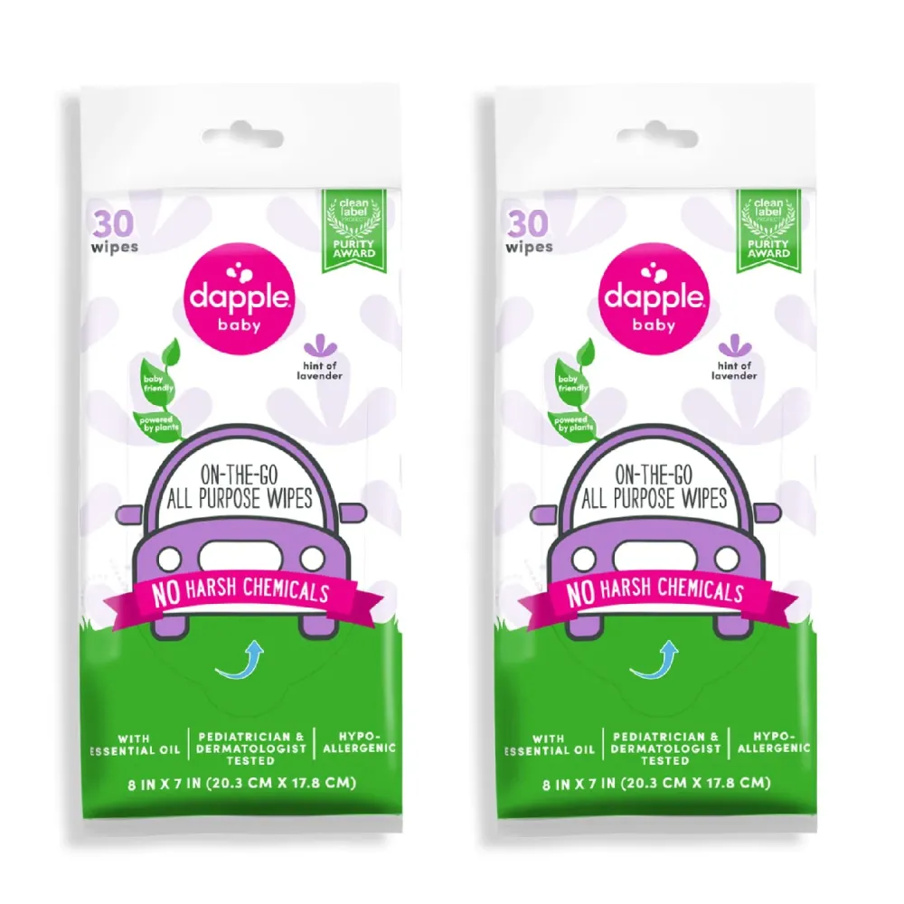 All Purpose Wipes by Dapple Baby, Hypoallergenic & Powered by Plants Cleaning Wipes, Hint of Lavender, 30 Count (Pack of 2) All Purpose Wipes by Dapple Baby, Hypoallergenic & Powered by Plants Cleaning Wipes, Hint of Lavender, 30 Count (Pack of 2)