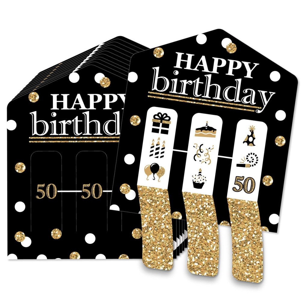 Big Dot of Happiness Adult 50th Birthday - Gold - Birthday Party Game Pickle Cards - Pull Tabs 3-in-a-Row - Set of 12 Big Dot of Happiness Adult 50th Birthday - Gold - Birthday Party Game Pickle Cards - Pull Tabs 3-in-a-Row - Set of 12