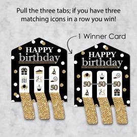 Big Dot of Happiness Adult 50th Birthday - Gold - Birthday Party Game Pickle Cards - Pull Tabs 3-in-a-Row - Set of 12 Big Dot of Happiness Adult 50th Birthday - Gold - Birthday Party Game Pickle Cards - Pull Tabs 3-in-a-Row - Set of 12