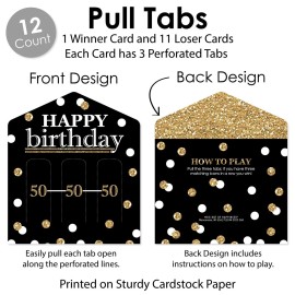 Big Dot of Happiness Adult 50th Birthday - Gold - Birthday Party Game Pickle Cards - Pull Tabs 3-in-a-Row - Set of 12 Big Dot of Happiness Adult 50th Birthday - Gold - Birthday Party Game Pickle Cards - Pull Tabs 3-in-a-Row - Set of 12