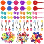 Giegxin 60 Pcs Self Hinge Hair Barrettes Ball Bubble Hair Accessories for Girls Set Plastic Girls Barrettes Clips Assorted Elastic Ponytail Holder Toddler Ball Ties(ovely Style)