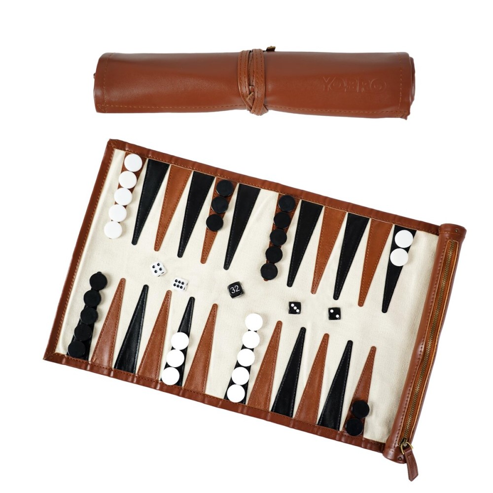 YOBRO Travel Backgammon Sets for Adults, Classic PU Leather Roll-Up Backgammon Board Game Gift for Kids, Portable & Lightweight Travel Style for Indoor Outdoor, Funny Family Game YOBRO Travel Backgammon Sets for Adults, Classic PU Leather Roll-Up Backgammon Board Game Gift for Kids, Portable & Lightweight Travel Style for Indoor Outdoor, Funny Family Game