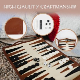 YOBRO Travel Backgammon Sets for Adults, Classic PU Leather Roll-Up Backgammon Board Game Gift for Kids, Portable & Lightweight Travel Style for Indoor Outdoor, Funny Family Game YOBRO Travel Backgammon Sets for Adults, Classic PU Leather Roll-Up Backgammon Board Game Gift for Kids, Portable & Lightweight Travel Style for Indoor Outdoor, Funny Family Game
