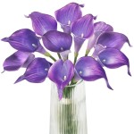Letjolt Calla Lily Purple Artificial Flowers 12Pcs Table Flower Decor Faux Calla Lilies Bouquet for Wedding Bride Shower Home Decoration, Purple
