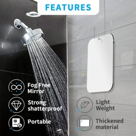 Shatterproof Shower Mirror Fogless for Shaving(2 Pack,Larger 10.7x8 inch)43% Than Original,Unbreakable Deluxe Plexiglass Makeup Mirror,Largest Bathroom Wall Hanging,Portable Handheld Camping,Silver Shatterproof Shower Mirror Fogless for Shaving(2 Pack,Larger 10.7x8 inch)43% Than Original,Unbreakable Deluxe Plexiglass Makeup Mirror,Largest Bathroom Wall Hanging,Portable Handheld Camping,Silver