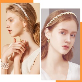 LYroo Pearl Headbands Beaded Headband Metal Head Bands No Slip Hair Accessories for Women Girls,10 Pack LYroo Pearl Headbands Beaded Headband Metal Head Bands No Slip Hair Accessories for Women Girls,10 Pack