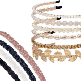 LYroo Pearl Headbands Beaded Headband Metal Head Bands No Slip Hair Accessories for Women Girls,10 Pack LYroo Pearl Headbands Beaded Headband Metal Head Bands No Slip Hair Accessories for Women Girls,10 Pack
