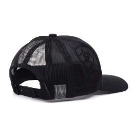 Ariat Men\'s Monochrome Shield Logo Cap, Black with Mesh Back, Adjustable Snap-Back Closure