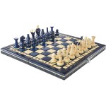 Chess and games shop Muba Beautiful Handcrafted Wooden Chess Set with Wooden Board and Handcrafted Chess Pieces - Gift idea Products (12.5\'\' (32 cm) Blue)