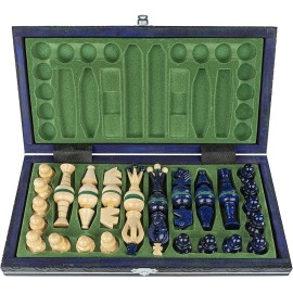Chess and games shop Muba Beautiful Handcrafted Wooden Chess Set with Wooden Board and Handcrafted Chess Pieces - Gift idea Products (12.5\'\' (32 cm) Blue) Chess and games shop Muba Beautiful Handcrafted Wooden Chess Set with Wooden Board and Handcrafted Chess Pieces - Gift idea Products (12.5\'\' (32 cm) Blue)