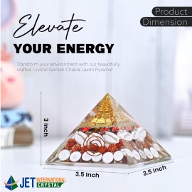 Jet International Lab Tested Original Crystal Gomati Chakra Laxmi Pyramid for Home, Office - Rudraksha | Shree Yantra | Kauri and Ratti for Vastu Money Good Wealth Good Luck and Prosperity - 4 Inch Jet International Lab Tested Original Crystal Gomati Chakra Laxmi Pyramid for Home, Office - Rudraksha | Shree Yantra | Kauri and Ratti for Vastu Money Good Wealth Good Luck and Prosperity - 4 Inch